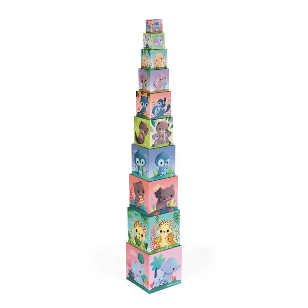 JANOD 10 Piece Ultra Cute Animals Round Stacking Pyramid