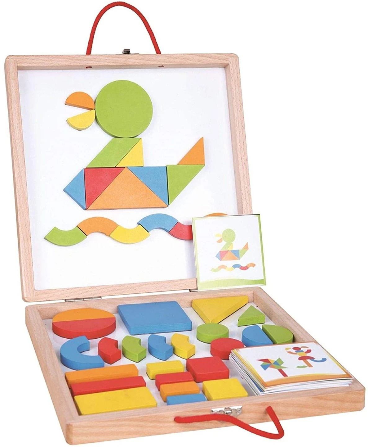 LELIN 2 in 1 Wooden Magnetic Building Blocks and Cards
