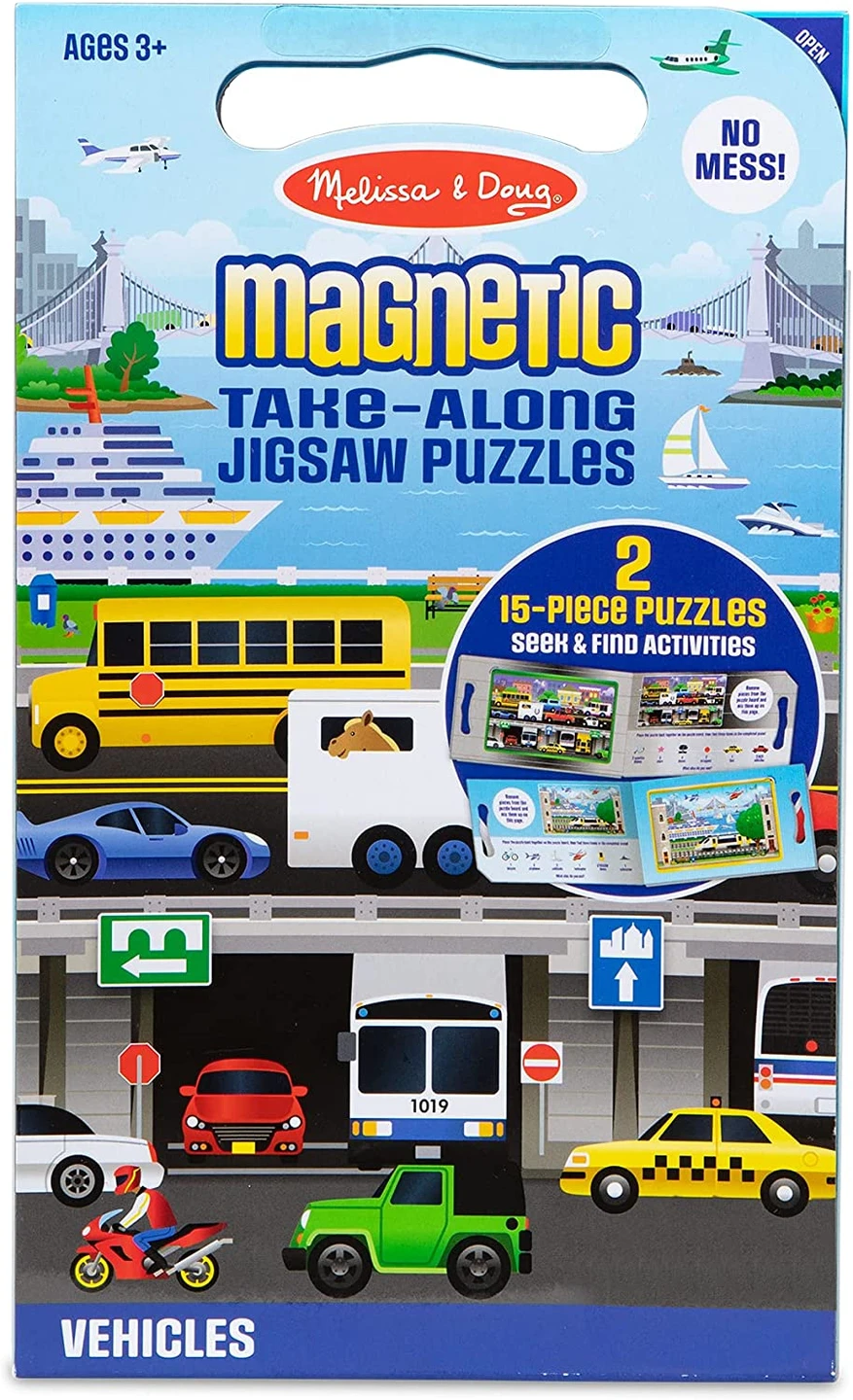 Melissa & Doug Take Along Magnetic Jigsaw Puzzles - Vehicles