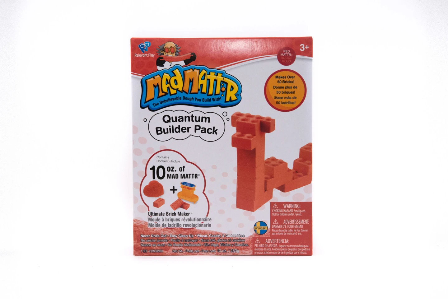 Red kinetic dough kit + device for creating cubes